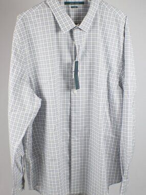Perry Ellis Men's Non-Iron Plaid Dress Shirt 100% Cotton XXL NWT